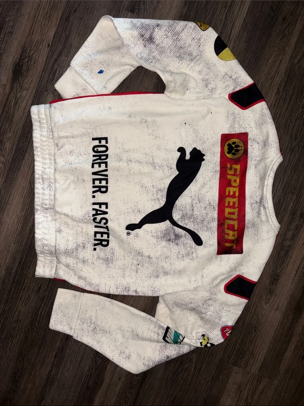 Puma White Crewneck Sweatshirt with Red Racing Graphics - Picture 4 of 5